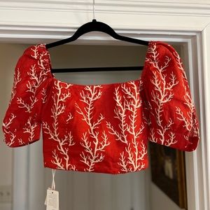 Agua by Agua Bendita coral red top, size xs, Moda Operandi